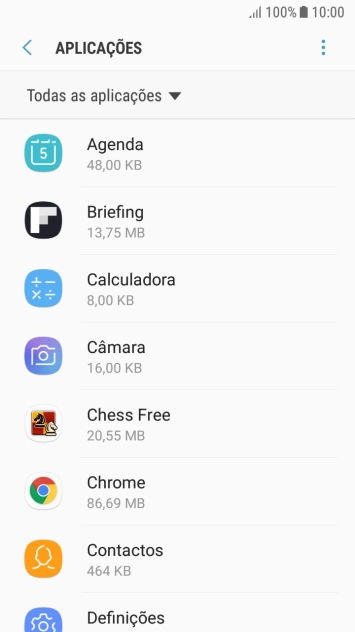 Prima a app pretendida.