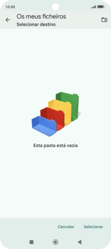 Se quiser criar uma nova pasta, prima o ícone de nova pasta e siga as indicações no ecrã para criar uma nova pasta.