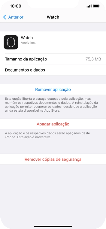 Prima Remover aplicação.