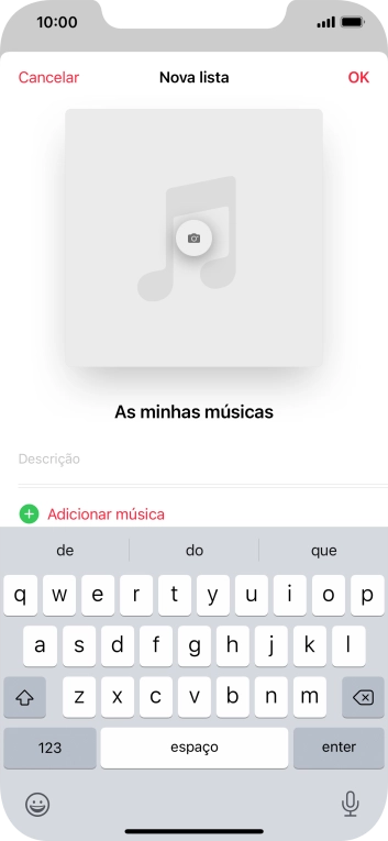Prima Adicionar música.