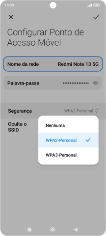 Prima WPA3-Personal para proteger o hotspot Wi-Fi com uma password.