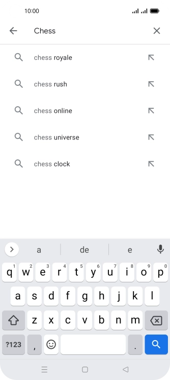 Introduza o nome ou categoria da app pretendida e prima o ícone para pesquisar.