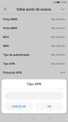 Introduza default e prima OK.
