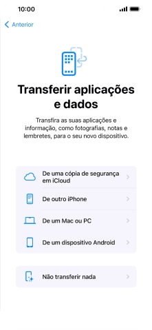 Prima Não transferir nada e siga as indicações no ecrã para terminar a ativação.