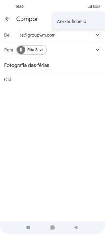 Prima Anexar ficheiro e vá até à pasta pretendida.