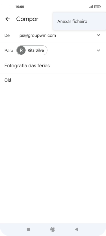 Prima Anexar ficheiro e vá até à pasta pretendida.