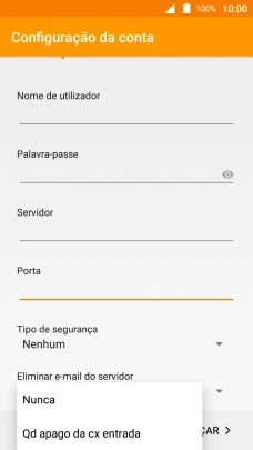 Prima Nunca para manter os e-mails no servidor quando estes são apagados no telefone.