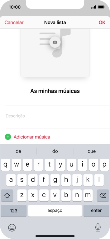 Prima Adicionar música.