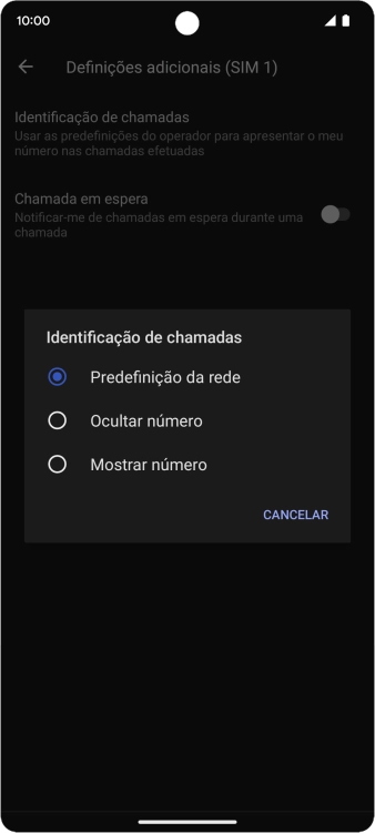 Prima Mostrar número para ativar a visualização do seu número.