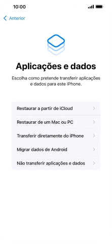 Prima Não transferir aplicações e dados e siga as indicações no ecrã para terminar a ativação.
