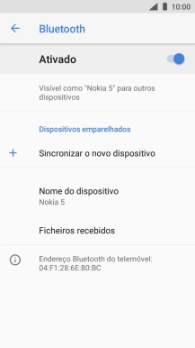 Prima Sincronizar o novo dispositivo.