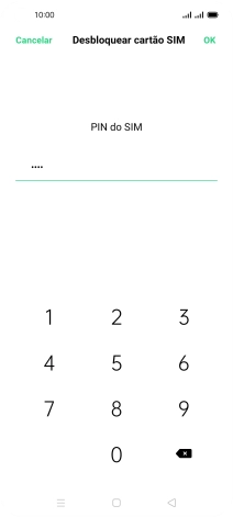 Introduza o seu código PIN e prima OK.