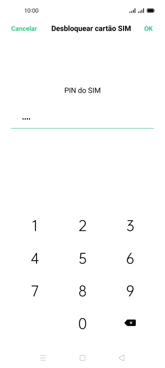 Introduza o seu código PIN e prima OK.