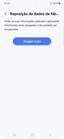 Prima Apagar tudo. Aguarde um momento enquanto o telefone restabelece as definições originais. Siga as indicações no ecrã para configurar o telefone de modo que este fique pronto a ser utilizado.