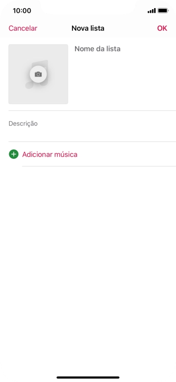 Prima o campo de escrita e introduza o nome da lista de reprodução.