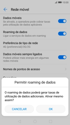 Se ativar a função, prima OK.