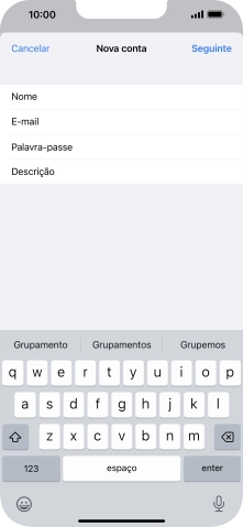 Prima Descrição e introduza o nome pretendido da conta de e-mail.