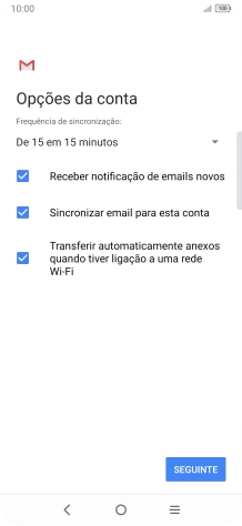 Se o ecrã mostrar esta imagem, a sua conta foi identificada e configurada automaticamente. Siga as indicações no ecrã para introduzir informações adicionais e concluir a configuração.