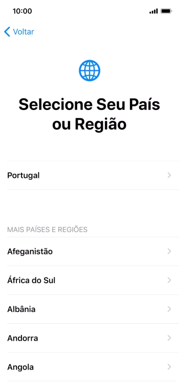 Prima a área ou país pretendido.