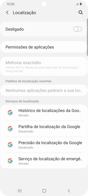 Prima o indicador para ativar ou desativar a função.