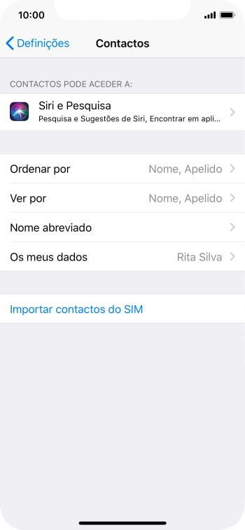 Prima Importar contactos do SIM.