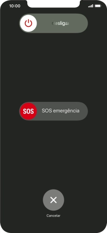 Prima o ícone para desligar e arraste-o para a direita.