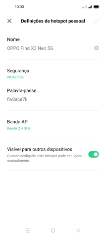 Prima Nome, e introduza o nome pretendido do hotspot Wi-Fi.