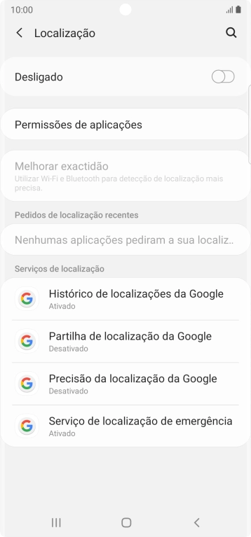 Prima o indicador para ativar ou desativar a função.