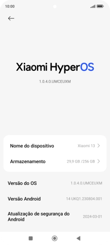 Prima o campo superior no ecrã. Se existir uma nova versão de software disponível, será agora indicado no ecrã. Siga as indicações no ecrã para atualizar o software do telefone.