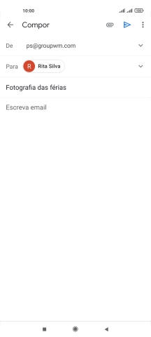 Prima o campo de escrita e escreva o texto do e-mail.