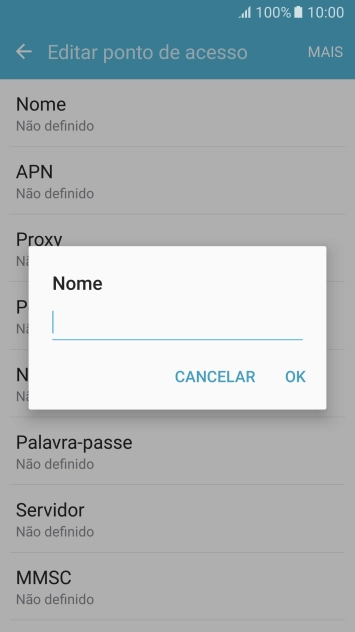 Introduza Vodafone Internet e prima OK.