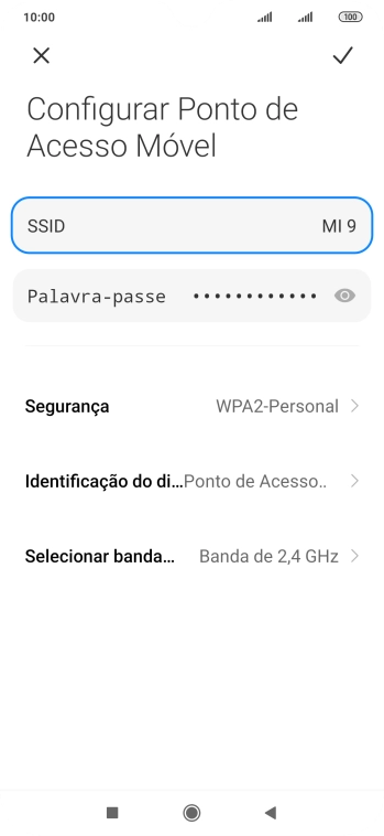 Prima Palavra-passe e introduza a password pretendida.