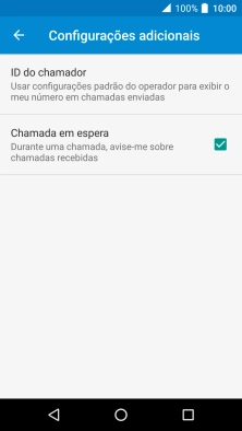 Prima Chamada em espera para ativar ou desativar a função.
