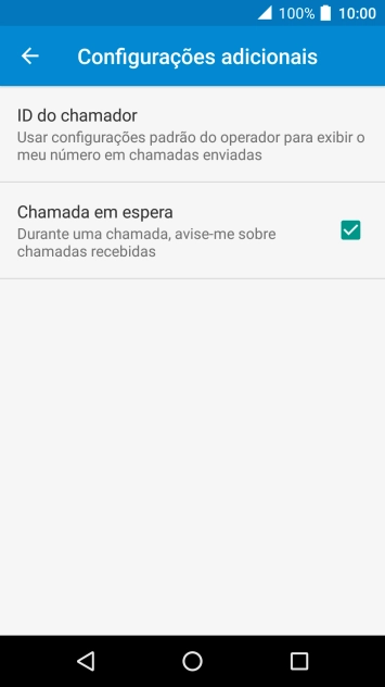 Prima Chamada em espera para ativar ou desativar a função.