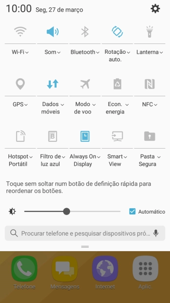 Prima o ícone de dados móveis para ativar ou desativar a função.