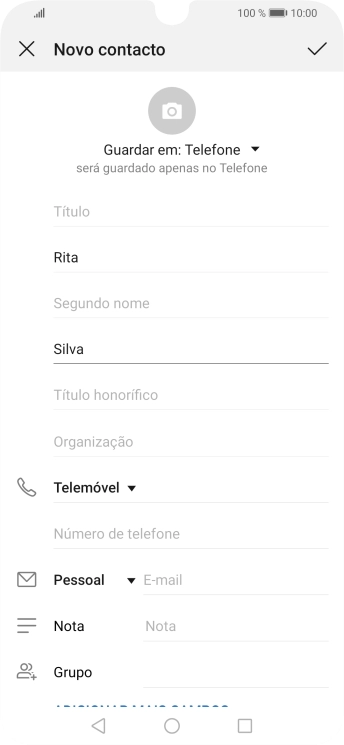 Prima Número de telefone e introduza o número de telefone pretendido.