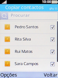 Prima a tecla de seleção esquerda.