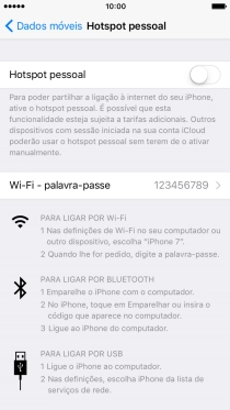 Prima o indicador para ativar a função.