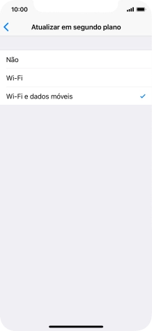 Para desativar a atualização de apps em segundo plano, prima Não.