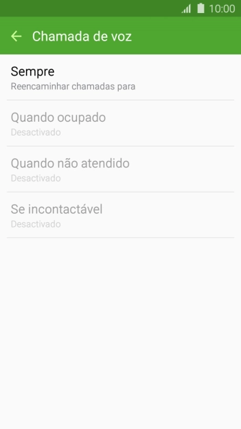 Prima o tipo de desvio pretendido.