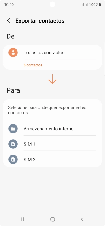 Prima o cartão SIM pretendido.