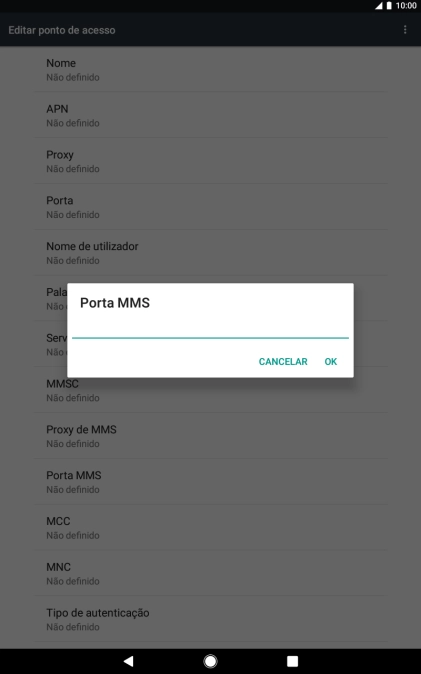 Introduza 80 e prima OK.