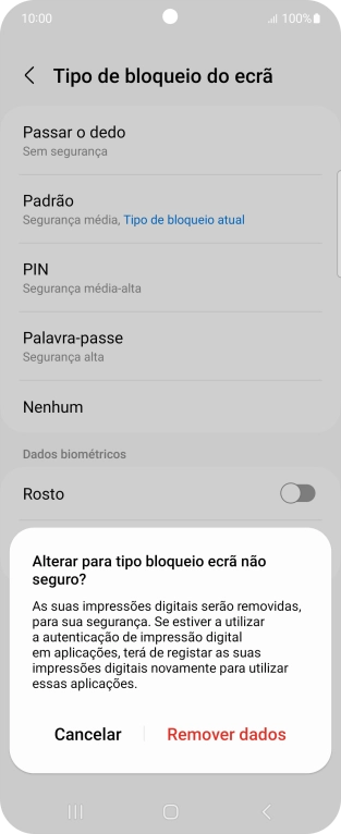 Prima Remover dados.