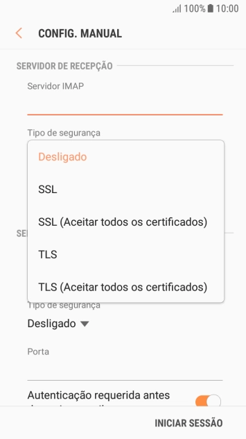 Prima Desligado para desativar a função.
