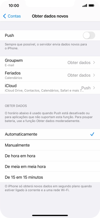 Se desativar a função, prima a definição pretendida.