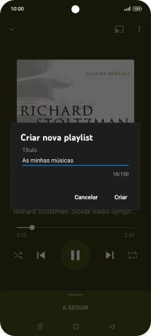 Introduza o nome pretendido para a lista de reprodução e prima Criar.