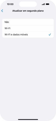 Para desativar a atualização de apps em segundo plano, prima Não.