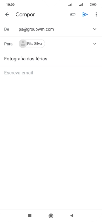 Prima o campo de escrita e escreva o texto do e-mail.