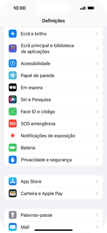 Prima Face ID e código.