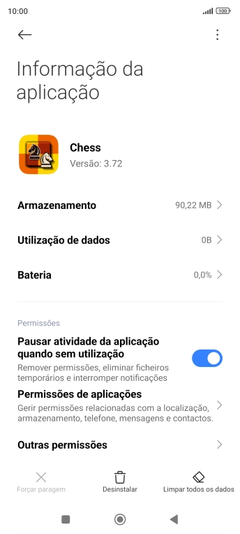 Prima a tecla de início para terminar e voltar ao ecrã inicial.